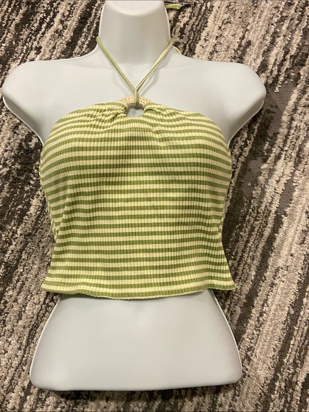 Forever 21 green striped halter size medium